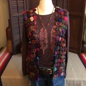 Vintage Yo Yo button quilt vest. EUC
